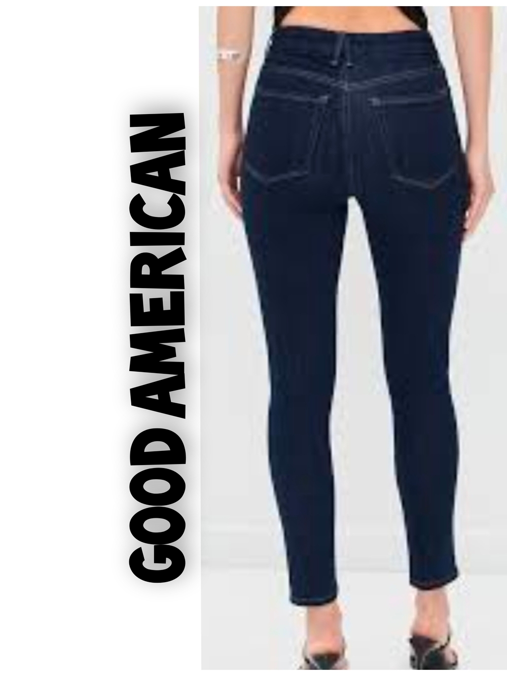 Good American Dark Navy High-Rise Skinny Jeans 86.5% Cotton Size 14/ 18